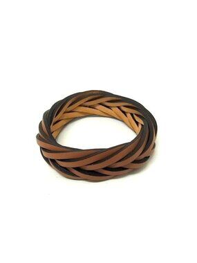 Loewe Braided Leather Bangle Brown Bracelet